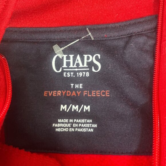 Chaps Everyday Fleece Pullover Mens Medium Red New 1/4 Zip - Picture 7 of 11
